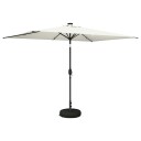 vidaXL Hageparasol med LED lamper og fot 200 x 300 cm Polyester Krem