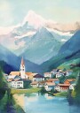 Grindelwald Switzerland Painting Plakat Plakat / 100x150cm