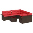 vidaXL Hagesofa Set 9 stk. 10 Antall seter Brun og rød polyrotting