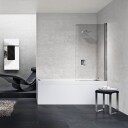 Novellini Young 2.0 1V Badekarvegg 90X150 cm, Hvit Matt/Klart Glass