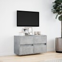  Vegghengt TV-benk med LED-lys betonggrå 80x31x45 cm 852288