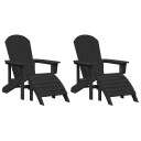 Adirondack Stoler med Fotstøtte 2 stk Svart HDPE