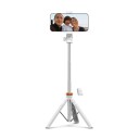 Selfiepinne Tech-Protect L03s Bluetooth Med Fjernkontroll, Stativ Opp Til 148 Cm Og Hode 180 - Hvit