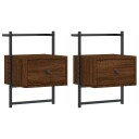 vidaXL Nattbord veggmontert 2 stk brun eik 35x30x51 cm konstruert tre