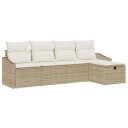  Hagesofa Set med pute 5 pcs Beige Poly rattan
