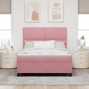  Box Spring Seng med Madrass & LED Rosa 140x190 cm Fløyel