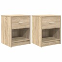  Nattbord 2 stk med skuff sonoma eik 40x34x50 cm
