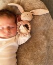 Smallstuff Rattle Silicone Ring w. Knitted Bunny Soft Powder