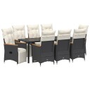  9-delt hagedining-sett med puter Svart Poly Rattan