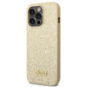 Guess Glitter Script Mobildeksel i Gull til iPhone 14 Pro