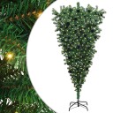  Opp ned Kunstig Forbelyst Juletre med Kule Sett grønn 180 cm