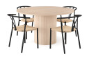 Bark Spisegruppe 130 cm Rund inkl 4 Elysia Stoler Hvit / Svart
