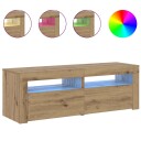  TV-benk med LED-lys artisan eik 120x35x40 cm konstruert tre 8721158437716