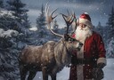 Santa Claus with Reindeer Plakat Plakat / 40x50cm
