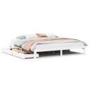  Sengeramme med skuffer hvit 200x200 cm heltre furu 8721102943461
