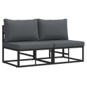  Utendørs Møbler med pute med pute 2 pcs Svart Aluminium