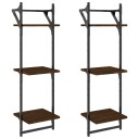  Vegghyller med 3 hyller stenger 2 stk brun eik 30x25x100 cm 8721012045965