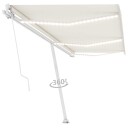 vidaXL Manuell uttrekkbar markise med LED 600x300 cm kremhvit