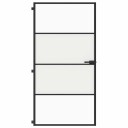 vidaXL Innerdør slank svart 102,5x201,5 cm herdet glass og aluminium