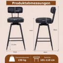 Svingbare barkrakker sett med 2 – svart polstret ergonomisk