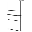 vidaXL Dusjvegg med hylle svart 100x195 cm ESG-GLASS OG ALUMINIUM