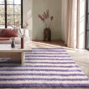Ryetepper   Thira Stripe Cotton Shaggy krem/lys lilla Størrelse: 200 x 290 cm