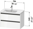 Duravit Ketho.2 Servantskap 2 Skuffer 784x455 mm Venstre Grafitt Matt