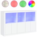 vidaXL Skjenk med LED-lys hvit 162x37x100 cm