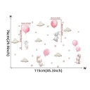 Snoggen Wallstickers Kaniner Med Ballonger Kawaii Design Rosa