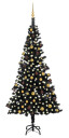 vidaXL Kunstig juletre med LED og kulesett i svart 240 cm PVC