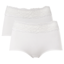 Trofe Lace Trimmed Maxi Briefs Truser 2P Hvit bomull XXXL Dame