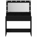  Sminkebord med LED lamper Svart Eik 100x41x135 cm
