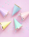 6 stk Partyhatter med Gullkant i Assorterte pastellfarger