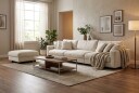 Valencia sofagruppe ekstra dyp 5 seters sofa + fotskammel i chenille   Beige