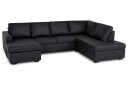 Crazy 4 seters Høyrevendt U formet Large Sofa med Divan og Sjeselong i Kunstlær   Svart