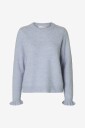 Selected Femme Genser slfLulu LS Knit Frill Cuff O neck N Blå