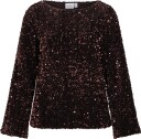Vila   Topp viFaith Boat Neck L/S Sequin   Brun