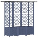 vidaXL Hevet Bed med Trellis og Tak Grå 163,5 x 40 x 136 cm PP