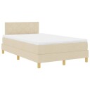  Krem Box Spring Seng med Madrass & LED lamper 120x200 cm Stoff