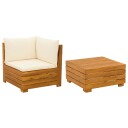 vidaXL Hage lounge sett med pute 2 Stk Brun Solid akasietre