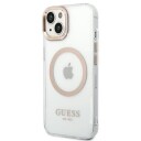 Guess Hardt Deksel til iPhone 14 6,1" med MagSafe og Metallramme - Sølv