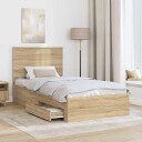  Sengestamme med skuff Sonoma eik 100 x 200 cm Konstruert tre