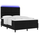  Sengeboks med Madrass & LED Svart 160x200 cm Stoff