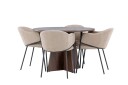 Venture Home Matgruppe Bootcut 110 cm Rund med 4 Evelina stoler   Mocca/Beige
