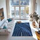 Ryetepper   Sivia Natural Cotton Shaggy blå Størrelse: 80 x 150 cm