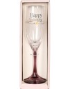 Happy Birthday - Champagneglass med Rosa Stett i Gaveeske