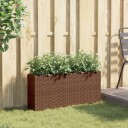 Plantekasse med 2 potter brun 90x20x40 cm polyrotting