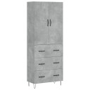 vidaXL Highboard betong grå 69,5x34x180 cm konstruert tre 8720845475079