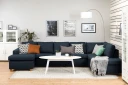 Crazy 5 seters Høyrevendt U formet X Large Sofa med Divan og Sjeselong i Stoff   Blå