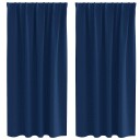  Gardiner med gardiner 2 pcs Mørkblå Polyester